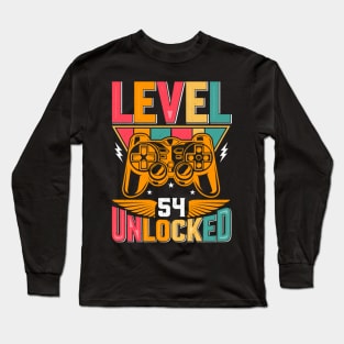 Level 54 Unlocked Awesome Since 1969 Funny Gamer Birthday Long Sleeve T-Shirt